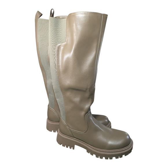 Teaieui Tan/Beige Women's Boots - Brand New - Mid to Lower Knee - Size 9.5 - Picture 2 of 9